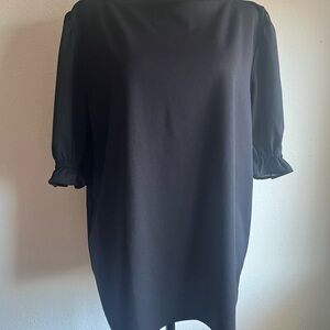 Ann Taylor Elegant Black Ruffle Sleeve Top